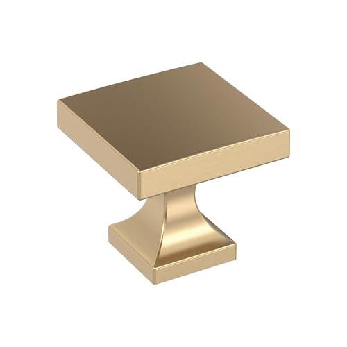 Image of Amerock 25 Pack 1-1 /16 inch Square Pedestal Champagne Bronze Cabinet Knob | Durable Zinc drawer knob and cabinet hardware, ideal for kitchen cabinets, bathroom vanities, dressers, and furniture