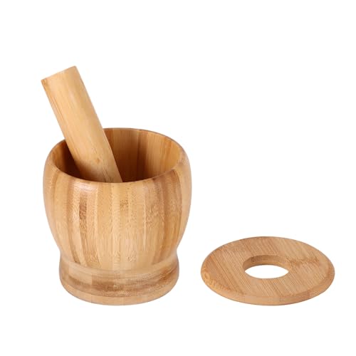 Juego de mortero y mortero de madera, mortero y mortero y mortero para hierbas, ajo, especias de nogal y utensilios de cocina