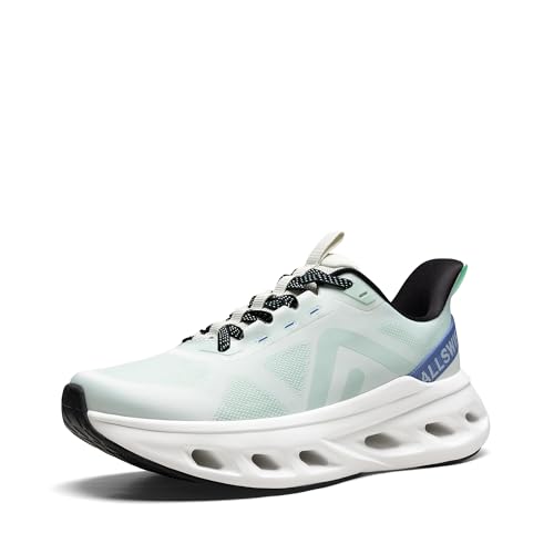 ALLSWIFIT Women's Slip On Walking Shoes Cushioning Hands Free Non-Slip Arch Support Breathable Lightweight Comfortable Workout Tennis Running Gym Fashion Sneakers,Size 8.5,Green,SARS26006W
