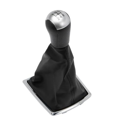 MangWany Pommeau de levier de vitesse et garnitures chromées - 5 vitesses - Compatible avec Focus MK2 2004-2012 - Ciel de toit en cuir synthétique