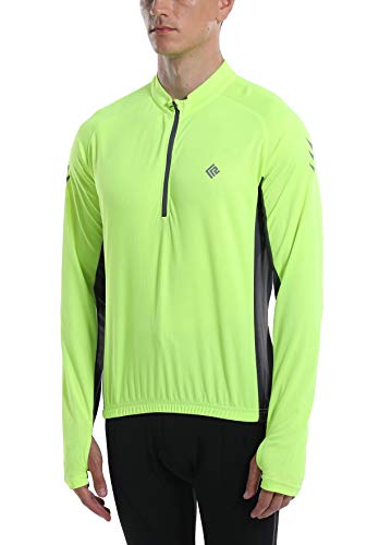 image for KORAMAN Men's Reflective Long Sleeve Cycling Jersey with Back Zipper P