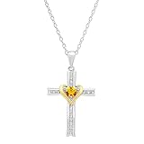 Colgante religioso para mujer de la colección Dazzlingrock con piedras preciosas de 4 mm y diamantes blancos, en oro de dos tonos de 10K/14K/18K.