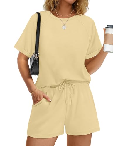 Survêtement d'été en tissu doux 2 pièces manches courtes short ample