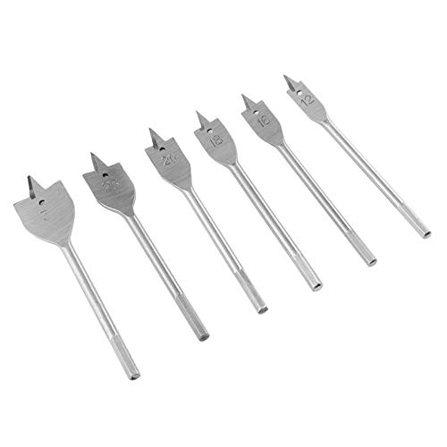 Brocas planas para perforación 6 piezas: 12/16/18/20/25/32 mm, brocas tipo espátula para trabajo en metal, herramienta DIY miniatura 2