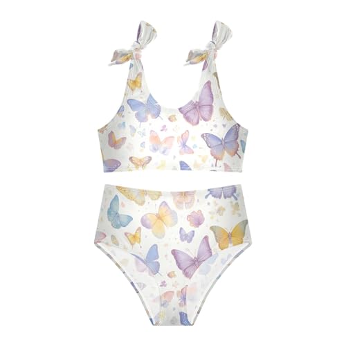 Colorful Butterfly Girls' 2 Piece Kids Bikini Set Quick-Dry Swimsuit Swimming Suits Cute Shoulder Strap3
