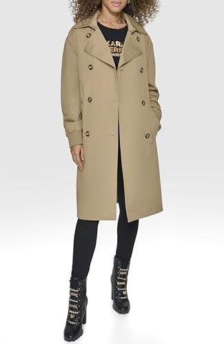 KARL LAGERFELD Women's Long Belted Trench with Bomber Sleeves2
