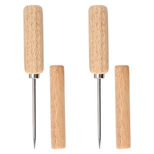 DOITOOL 2PCS Ice Picks For Breaking Ice In Kitchen, Ice Picks Stainless Steel With Safety Wooden Handle And Cover For Kitchen, Bars, Bartender, Picnics, Camping, And Restaurant