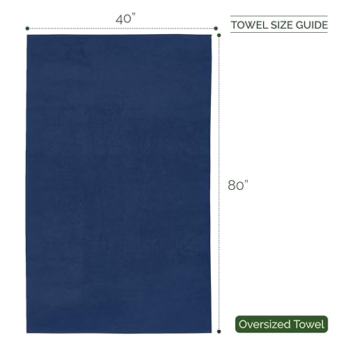 Image of Elegant Comfort Three Line Popcorn Extra Large Luxury Bath Towel - 40 inch x 80 inch inch, Premium Hotel Spa Quality 1 Piece Oversized Bath Sheet 100% Turkish Cotton Super Soft Highly Absorbent, Navy Blue