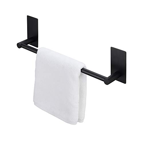 KES 12-Inch Towel Bar for Bathrooms, Adhesive Hand Towel Holder, Wall Mounted No Drill SUS 304 Stainless Steel Matte Black, A7000S30-BK