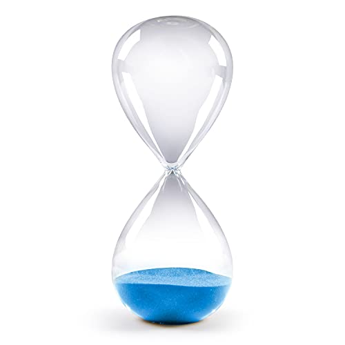 Hourglass Sand Timers - Swisselite Biloba Hourglass Sand Timer Inspired Glass/Home, Desk, Office Decor (8.5Inch-60Mins Blue) #TOP1