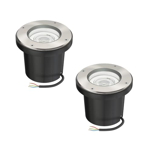 ledscom.de BOFU Recessed Outdoor Floor Light Set, Stainless Steel, 5.3W LED