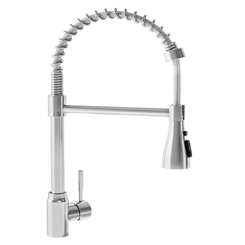 UHOUSEST Kitchen Tap Single Handle Sink Taps Stainless Steel Grohe Kitchen Tap Polished Chrome Silver-with mounting Accessories- for UK Standard Fittings