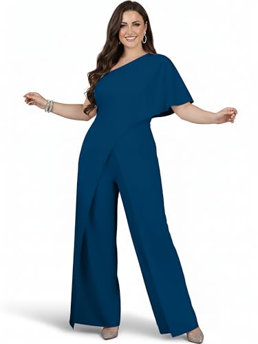 Image of KOH KOH Womens 2026 One Off Shoulder Asymmetric Long Pant Jumpsuit Romper
