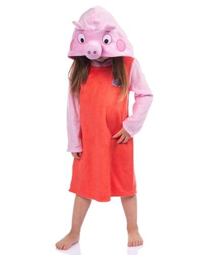 INTIMO Peppa Pig Raglan Nightgown Toddler Girls' Hooded Fleece Long Sleeve Pullover Pajama Gown4