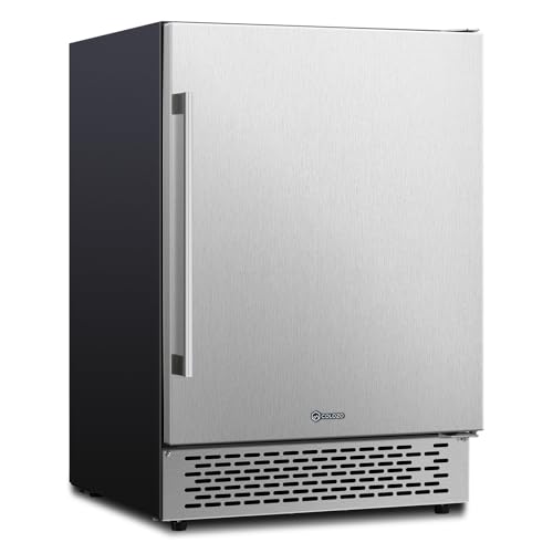 Image of 24 Inch Beverage Refrigerator, Stainless Steel Beverage Fridge, Under Counter Beer Mini Fridge, Indoor /Outdoor Refrigerator Cooler for 190 Cans, Beverage Cooler for Patio /Kitchen /Party