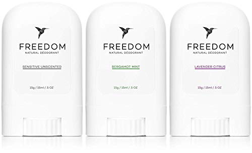 All-Natural Aluminum-Free Deodorant, Travel Size 3-Pack (Amber, Unscented, Mint)