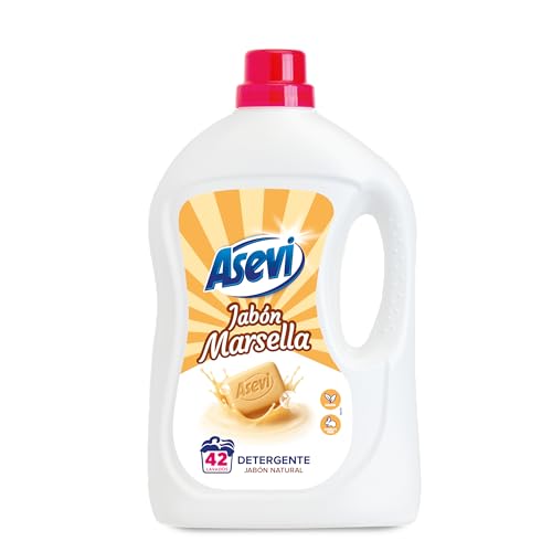 Asevi Detergente Líquido para Lavadora Marsella - Detergente para Ropa Blanca y de Color con Fórmula Concentrada - Jabón Natural de Marsella para una Ropa Limpia y Cuidada - 42 Lavados