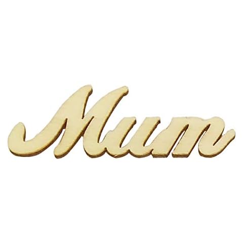 WedDecor 10pcs Wooden Mum Letter Engraved Slices Embellishments for Arts & Craft, Wedding, Christmas, Card Making, Home Decor, Scrapbooking, DIY Projects, 60 x 20mm Cover
