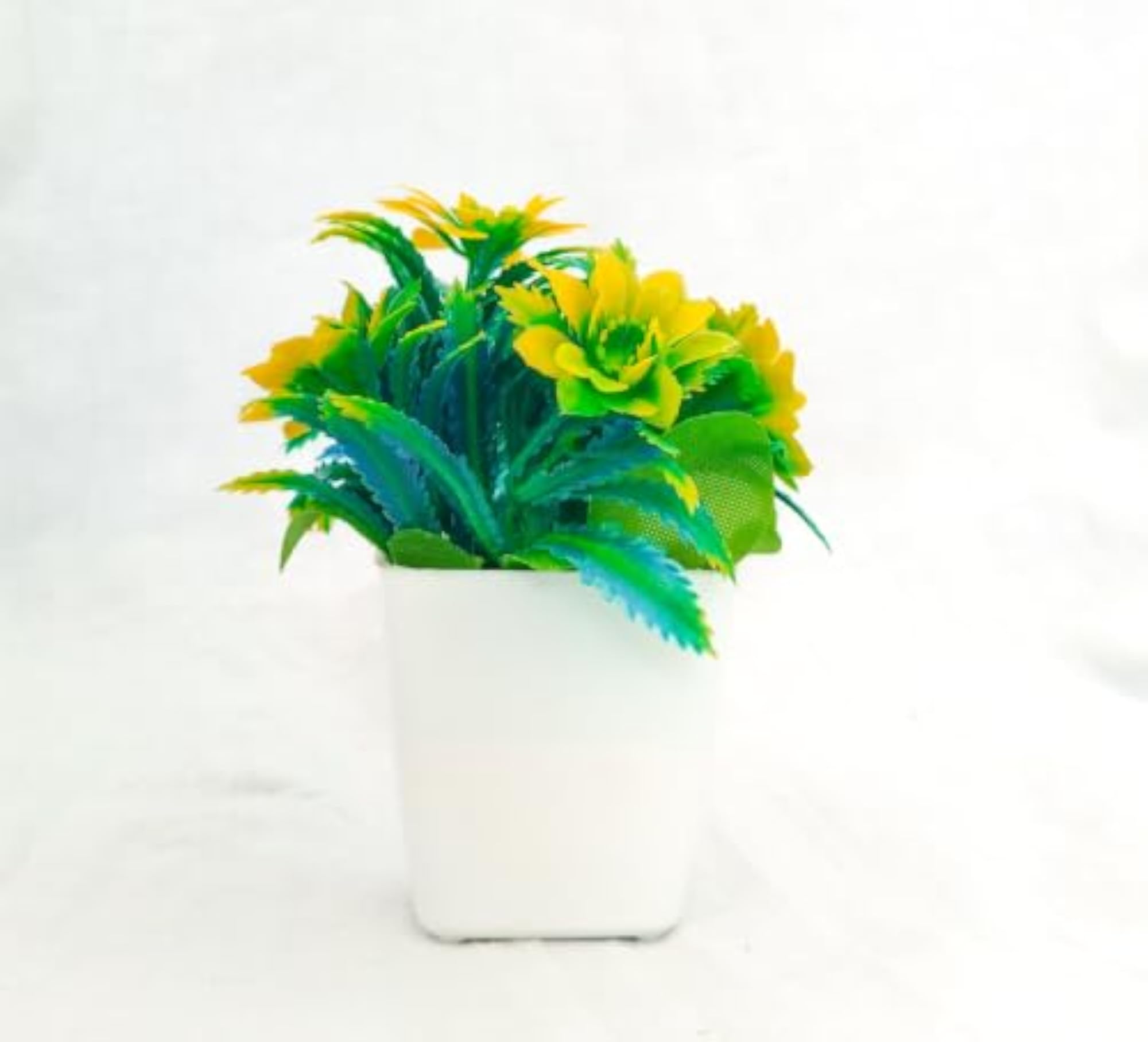 Multi-Color Mini Artificial Plastic Flowers with White Pot