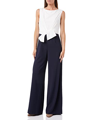Vera Mont Damen Jumpsuit mit weitem Bein Dunkelblau/Weiß,46