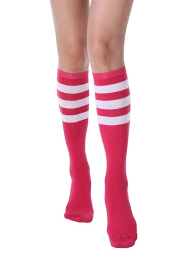 Image of Athletic Knee High Socks Stripe Running Baseball Thigh High Stockings Outdoor Sport Tube Socks