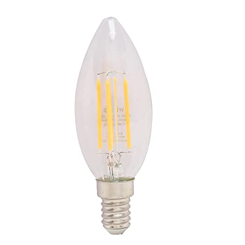 Image of wipro Garnet 4 W E14 Base Candle Filament Bulb | Warm White (2700K) | Pack of 1 | Clear optics for sparkling effect | LED Filament Bulb for Home, office, chandellior, decorative lamp shade