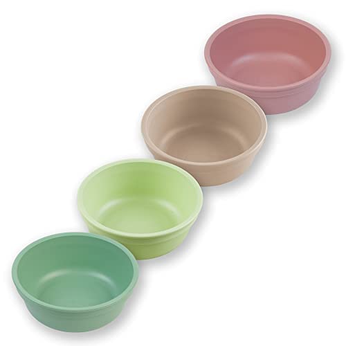 Image of Re-Play 12 oz. Toddler Bowls Set of 4 - Kids Deep-Walled, Durable & Reusable Snack and Meal Bowls, Dishwasher & Microwave Safe, BPA-Free, Made in USA from Recycled Plastic, Cactus Flower