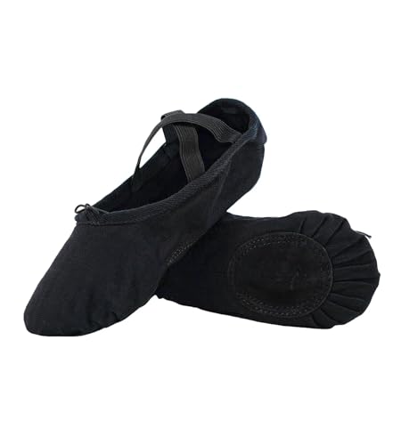 flexdans Zapatillas de Ballet Canvas Dance Zapatos de Baile y Yoga, Zapatos de práctica de Baile, Zapatos de Ballet para Niñas Mujeres Hombre 511-BLACK-39