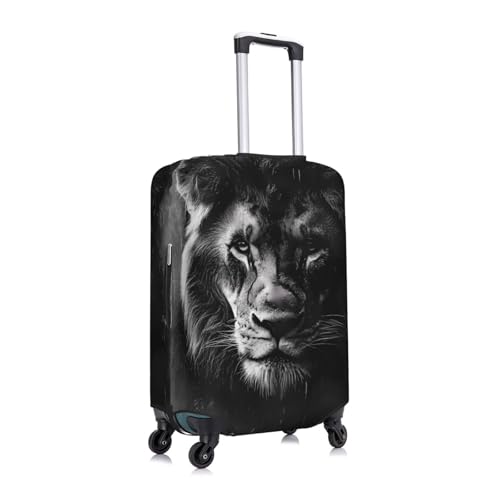 African Lion Black And White Elastic Travel Luggage Cover, Washable Spandex Suitcase Protector, Anti-Scratch Fits 18-32 Inch3