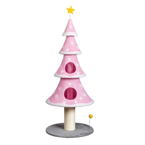 VINGLI 7.5ft Lighted Christmas Tree Cat Tower Decor LED Lights Indoor Outdoor Porch Lawn Yard