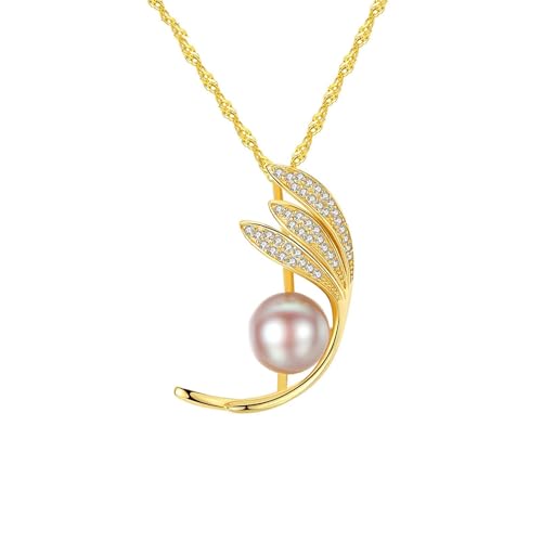 Collier en argent sterling 925 plumes et perles avec oxyde de zirconium étincelant YSJNGF