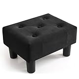 Poofzy Small Foot Stool Ottoman, Velvet Ottoman Foot Rest with Legs, Rectangle Foot Rest for Couch, Footstools and Ottomans Small for Living Room and Entryway (Black)