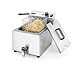 HENDI Fritteuse Mastercook, mit Ablasshahn,Tisch Friteuse, Sicherhetsthermostat, Frittierkorb mit extra langen Griff, Längere Öl Lebensdauer, 8L, 230V, 3500W, 300x515x(H)345mm, Edelstahl 18/0