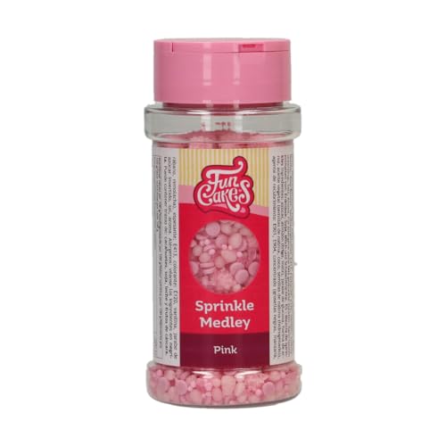 FunCakes Sprinkle Medley Pink, Rosa: Decoraciones de Azúcar, Buen Sabor, Perfectas para Decorar Tartas, Pasteles, Cupcakes y Galletas, Sprinkle Mix. 70g