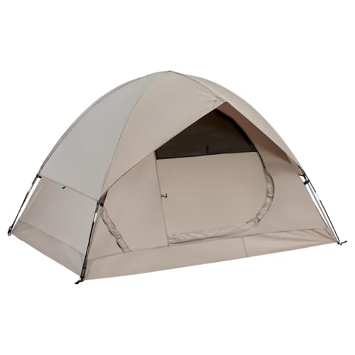 Spacious Waterproof 2 Person 3 Season Lightweight Backpacking Dome Camping Tent with Big Rain Fly for Hiking, Outdoor, Beach, Lawn and Festivals – Easy Setup & Durable Design (Desert White)