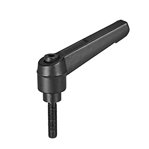 Image of uxcell Adjustable Clamping Lever Handle M5 x 20mm Metric Black Oxide Carbon Steel Male Threaded Stud Hand Knobs Push Button Ratchet Rotating Screw Handles Bolts with Locking Lever Black