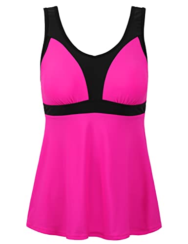 coastal rose Damen Tankini Top Loose Fit V Ausschnitt Badeanzüge Flowy Badeanzug Tops Only, Knallpink (Hot Pink), 40 Cover