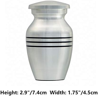 Small Keepsake Urn for Human Ashes or Pet Ashes, Qty 1, Hard Metal Cremation Urn, Mini Funeral Urn, with Velvet Bag
