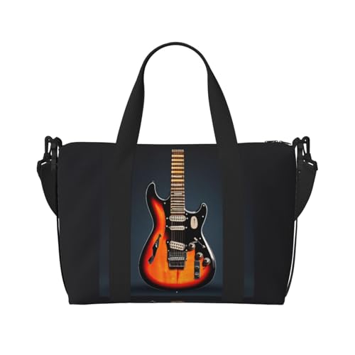 Sac à main imperméable avec imprimé guitares orange pour voyage et sport mixte