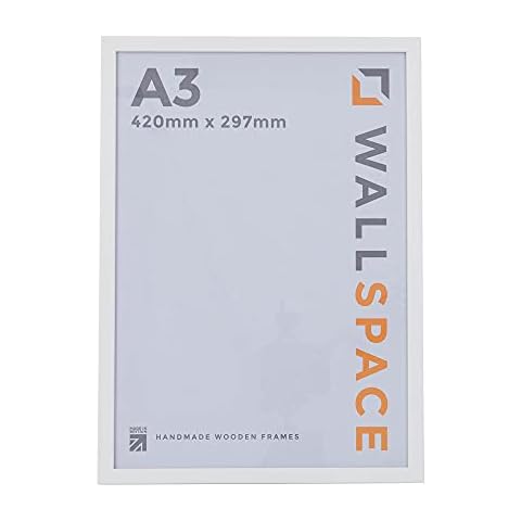 Wall Space A3 Picture Frame - Thin White A3 Frame with REAL GLASS and made from SOLID WOOD | Narrow A3 White Picture Frame, perfect for an A3 Print or Photo - A3 Frame White | A3 White Photo Frame Cover