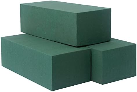 FLOFARE Pack of 3 Floral Foam Blocks for Fresh and Artificial Flowers, Each (7.8” L x 3.5” W x 2.4” H), Dry and Wet Floral Foam Blocks for Wedding, Birthdays, Home, Office, and Garden Decorations