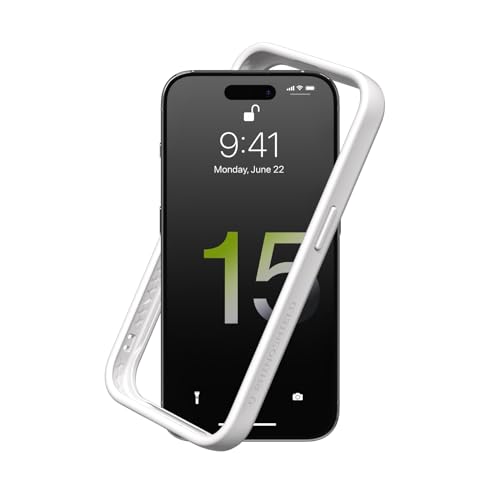 RHINOSHIELD Funda Bumper compatible con [iPhone 15 Pro Max] | CrashGuard - Funda con Tecnología de Absorción de Golpes - Resistente a Impactos de más de 3.5 Metros - Blanco