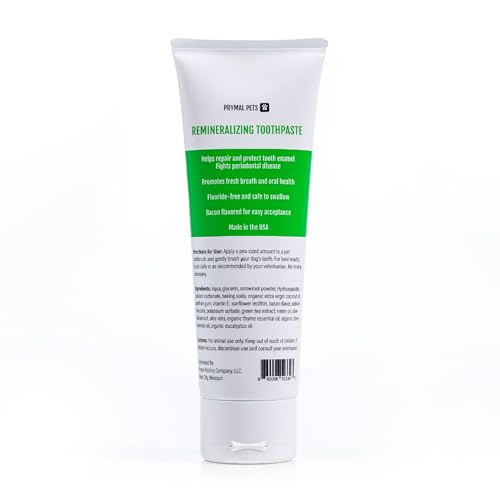 Image of Remineralizing Dog Toothpaste with Nano-Hydroxyapatite - Bacon Flavor, Fluoride-Free & Safe to Swallow, Veterinarian Reviewed, Made in USA, Fights Plaque & Freshens Breath (4 oz)