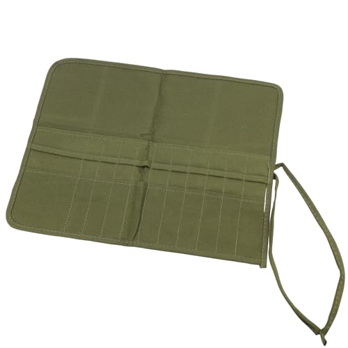 Pufguy Bolsa de enrolar para pincel de pintura de lona verde, 22 compartimentos, 42 cm C x 31 cm L