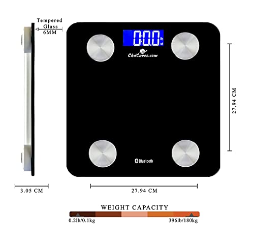 Image of CKDCARES Digital Scale Bathroom Body Weight Scale for Body Fat Scale Smart BMI , Smart Bluetooth Body Fat Scale with Bright LCD Display, Auto ON-Off Function, iOS and Android App Supported, Black, 180kgs /400lbs