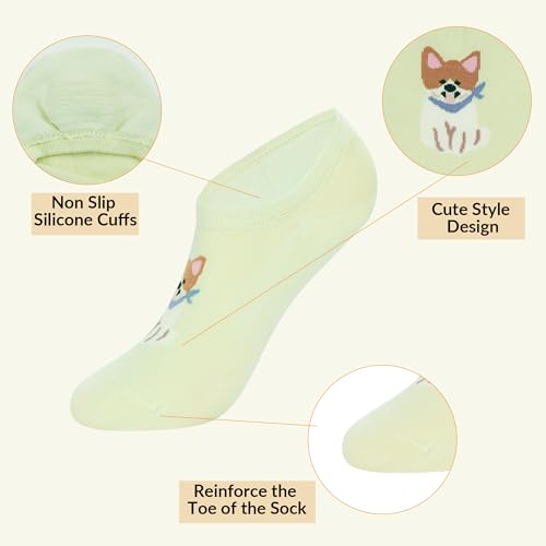 Image of Violet Mist Women No Show Socks Animal Patterned Low Cut Liner Socks Girls | Non Slip Invisible Socks, Novelty Funny Pattern Footies Flat Boat Socks Casual, Summer