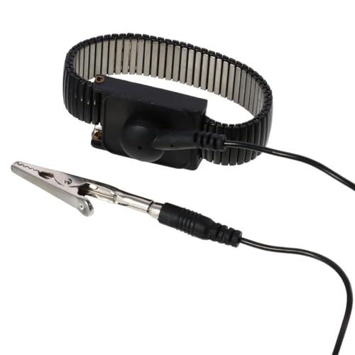 Image of ESD Wrist Strap Metal Extendable with Alligator Clip Grounding Wristband Detachable Extra Long Cord Adjustable ESD Wrist Band Electronics Repair