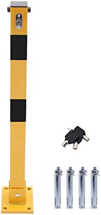 TOPWAY Car Parking Space Lock Bollard, Yellow and Balck Lockable Fold Down Car Parking Barrier Post, Private Car Park Driveway Guard Saver Blocker, Upper Lock, 70cm Height 161893