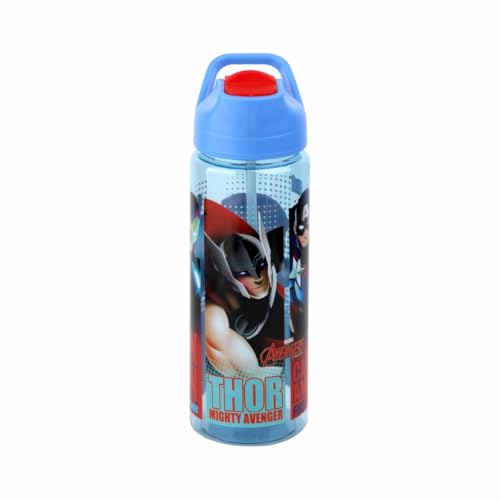 Image of SKi Homeware Plastic GLIDE Sipper Bottles Combo|800 ML + 650 ML|for School,Sports|Teens & Kids|set of 2 bottles|Leakproof,Pop-up Sipper with Handle|Character Merchandise|Avengers,Multicolour