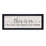 SRSZHIYUE Family Wall Decor This Is Us Sign for Our Life Story Home 16'X6' Vintage Farmhouse Small Living Room Framed Wooden House Rustic Horizontal Wall Art Hanging Decor (Black)